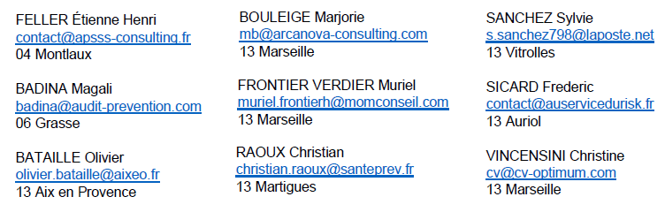 liste des membres PACA